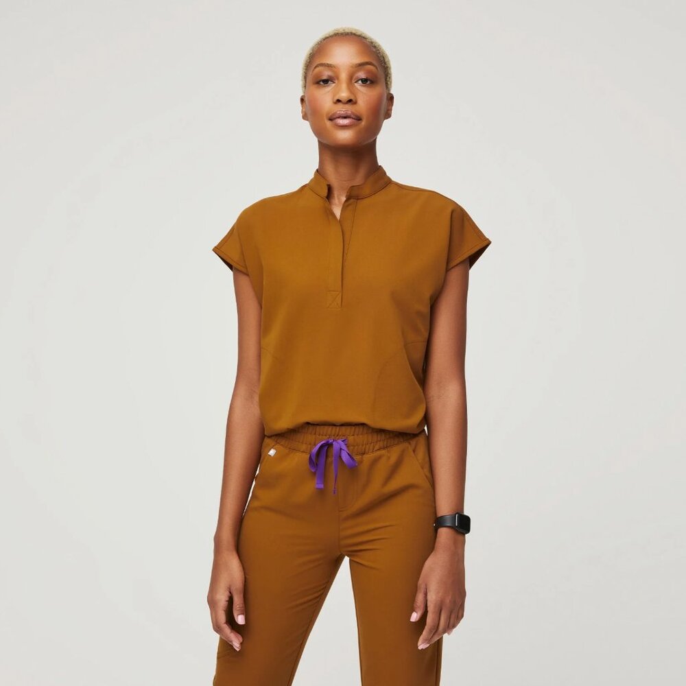 EUC Figs Rafaela Oversized Scrub Top in Atlantic Fall-- Size Small